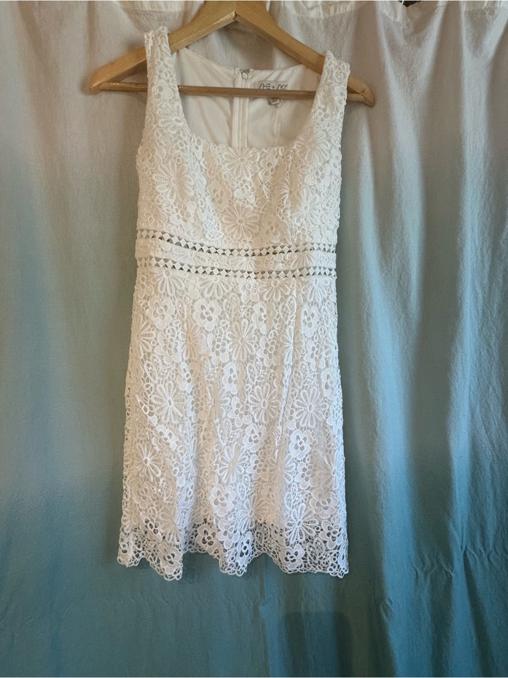 She + Sky White Lace Mini Dress